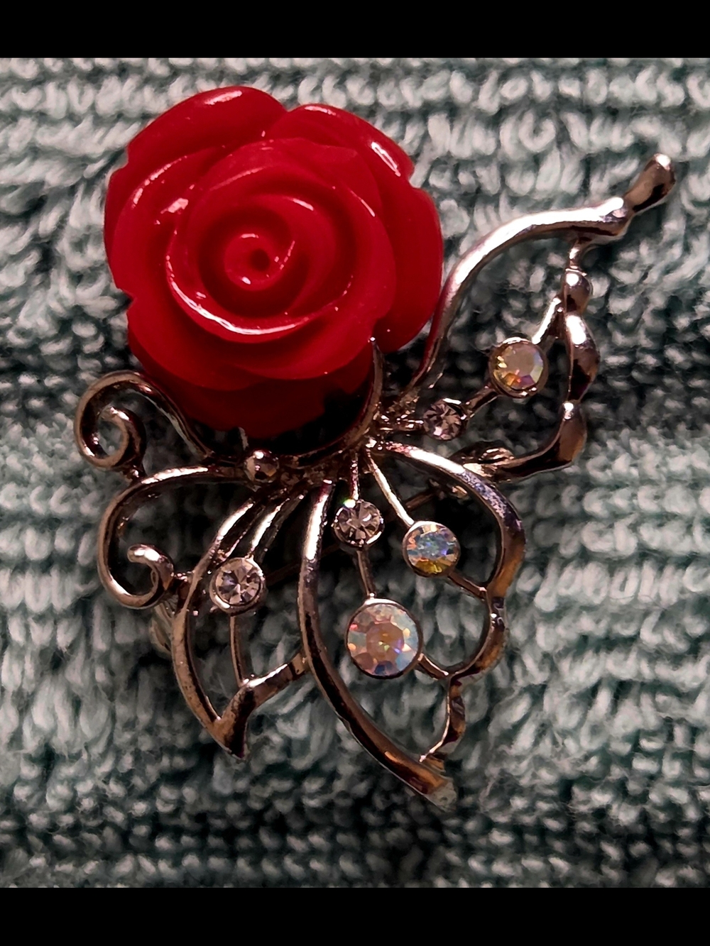 Red Rose Crystal Butterfly Brooch - Women Jewelry